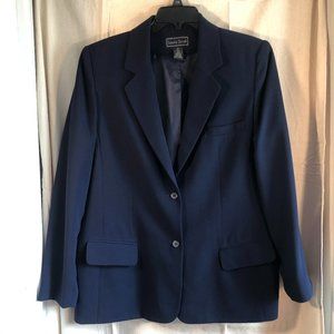 Vintage Laura Scott Women's Navy Blue Two-Button Lined Blazer Sz 16